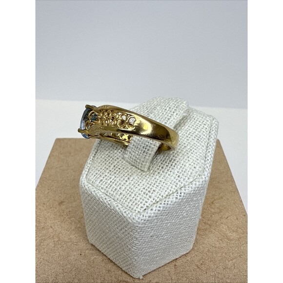 STS Karis Gold Bond Pale Blue Crystal Ring Size 9 - Picture 5 of 10